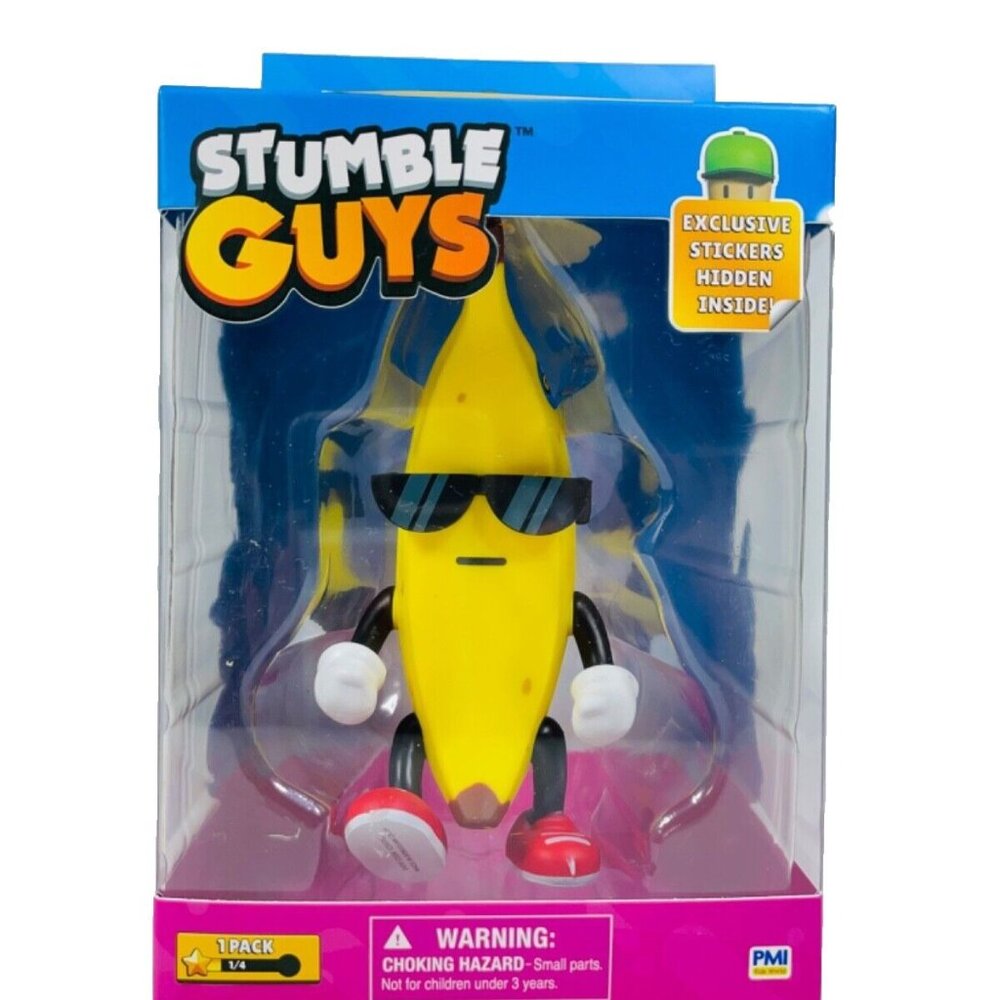 Stumble Guys Knockout Game 4.5" Banana Guy Action Figure & Exclusive Stickers
